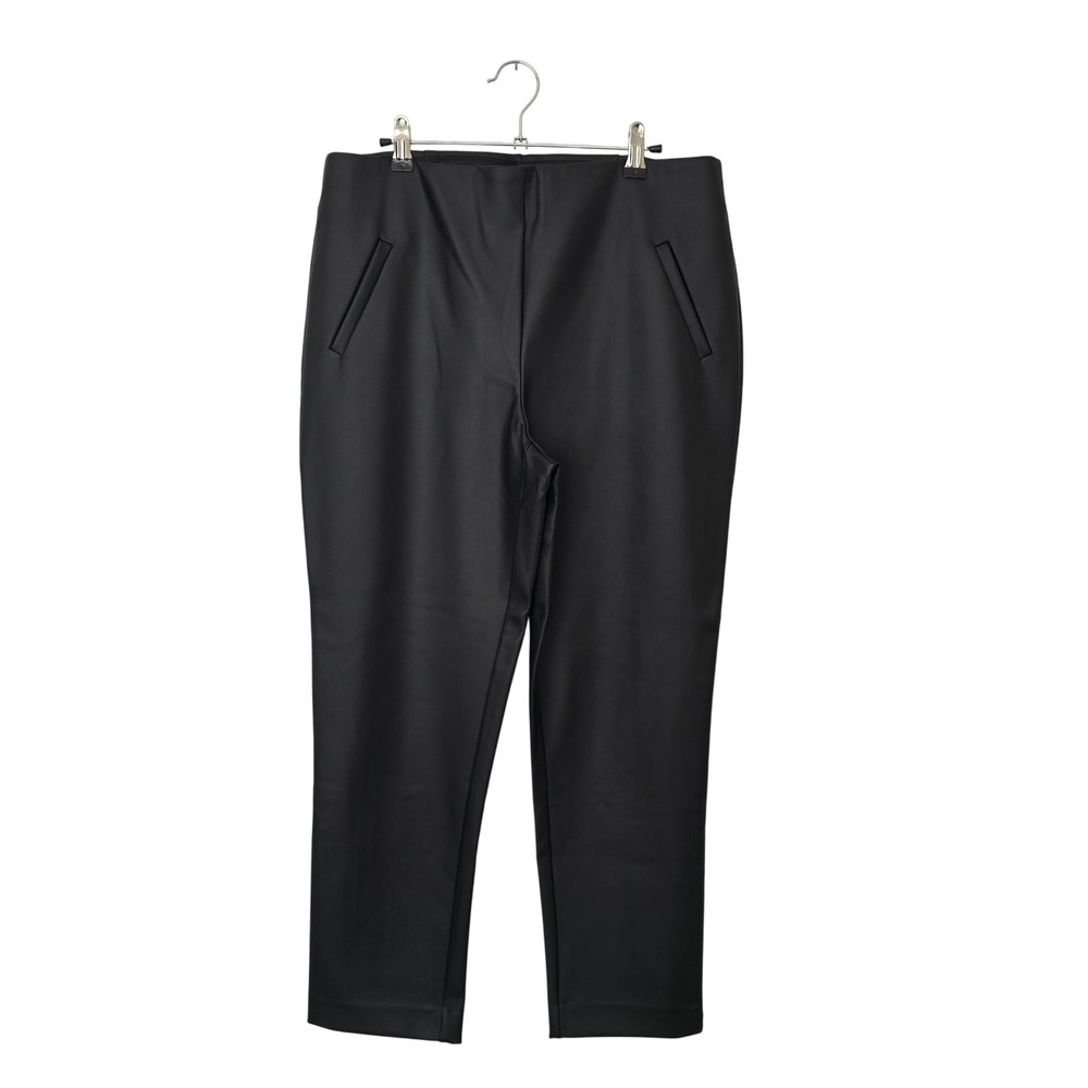 Chicos Black Faux Leather Elastic Waist Pull On Pants Size 1.5 Medium M‎ 10